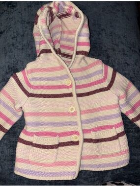 Baby GAP striped knit hoodie sweater Jacket 3-6 months